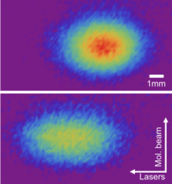 Laser induced fluorescence images of the AlF molecular beam, demonstrating optical deflection on the A-X transition.
