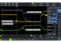 First 2-color operation of the FHI FEL was observed at an electron energy of 22.6 MeV. The mid-infrared FEL operates at a wavelength of 18 micron, while the far-infrared operates at 59 micron. The picture shows the electron currents and the radiation curves of both FEL’s.