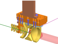 First design of a cryogenic ion trap with optical access for fluorescence measurements.